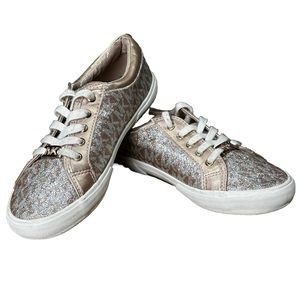 Michael Kors Ima Tinsel Girls Sz 3 Lace Up Sneakers Silver Glitter retail: $80